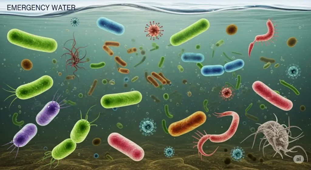 Microorganismos peligrosos en agua de emergencia