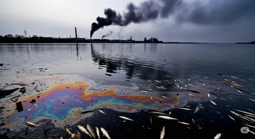 Contaminación química industrial en agua